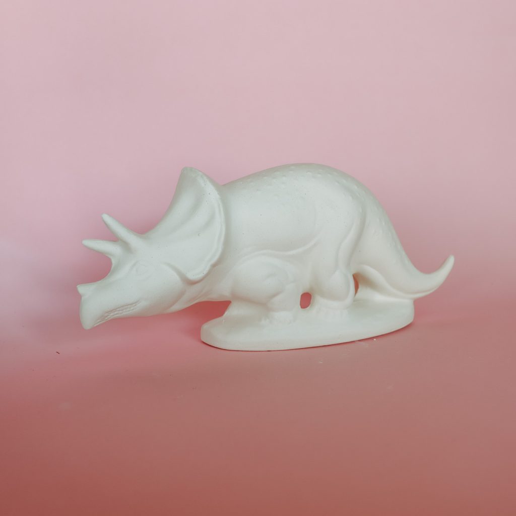 Bisque ceramic triceratops for hobby ceramics paint a piece Wollongong and Kiama